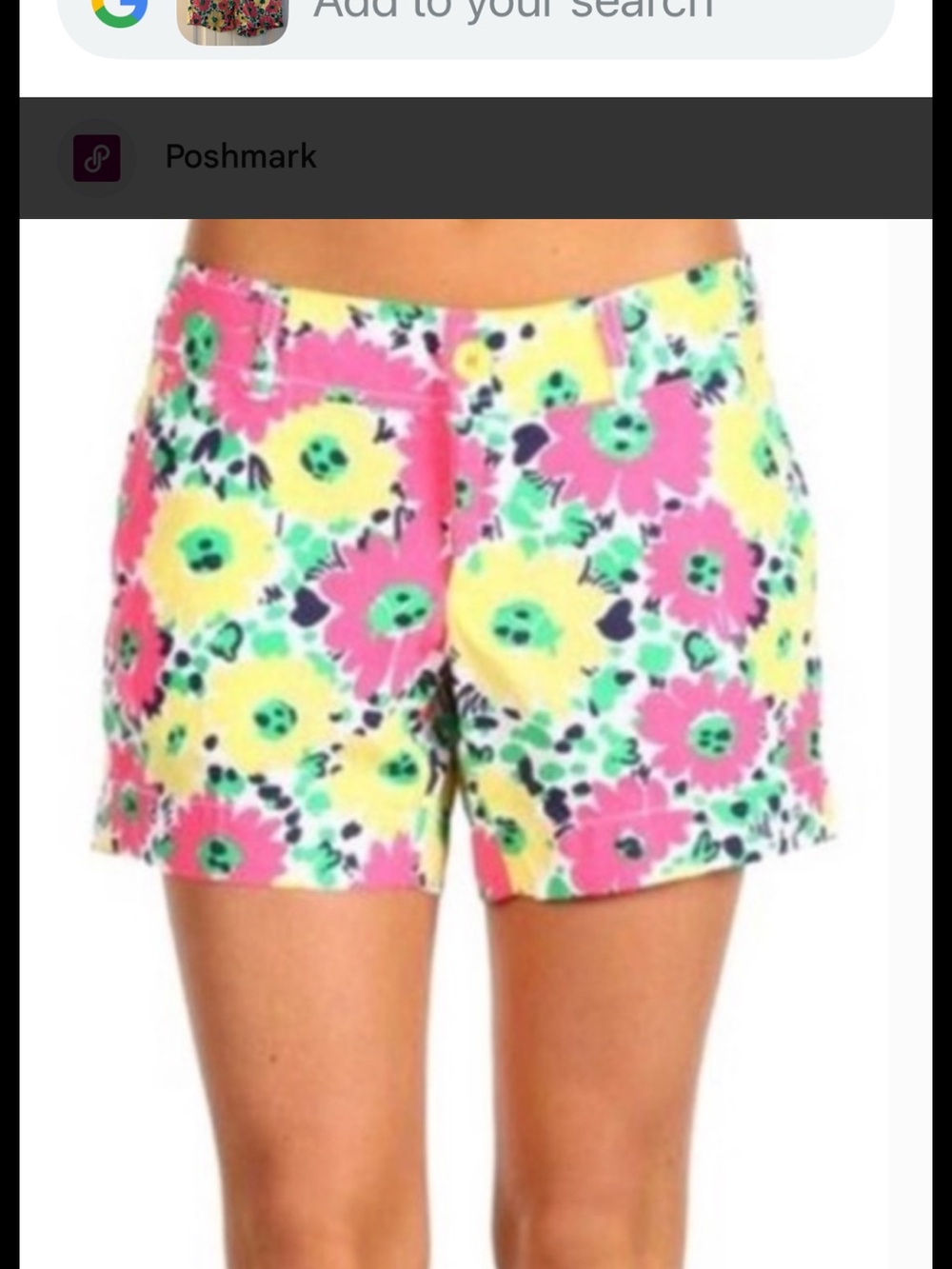 Lilly Pulitzer Yellow Shorts with Pink & Green Floral Print